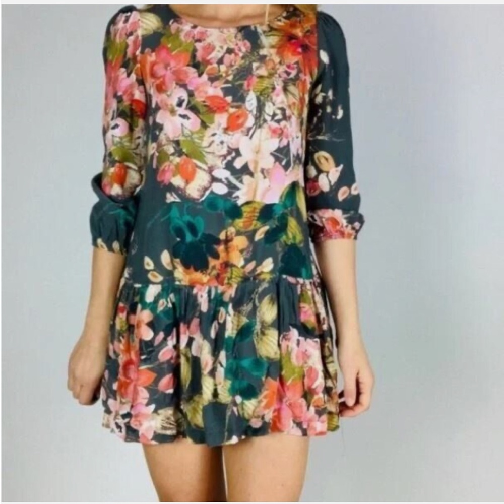 Meadow rue by Anthropologie. Floral Fall dress. Size 4